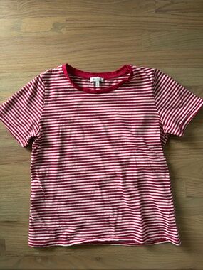 100% cotton Red and White Striped Short Sleeve Tee by Ella Moss